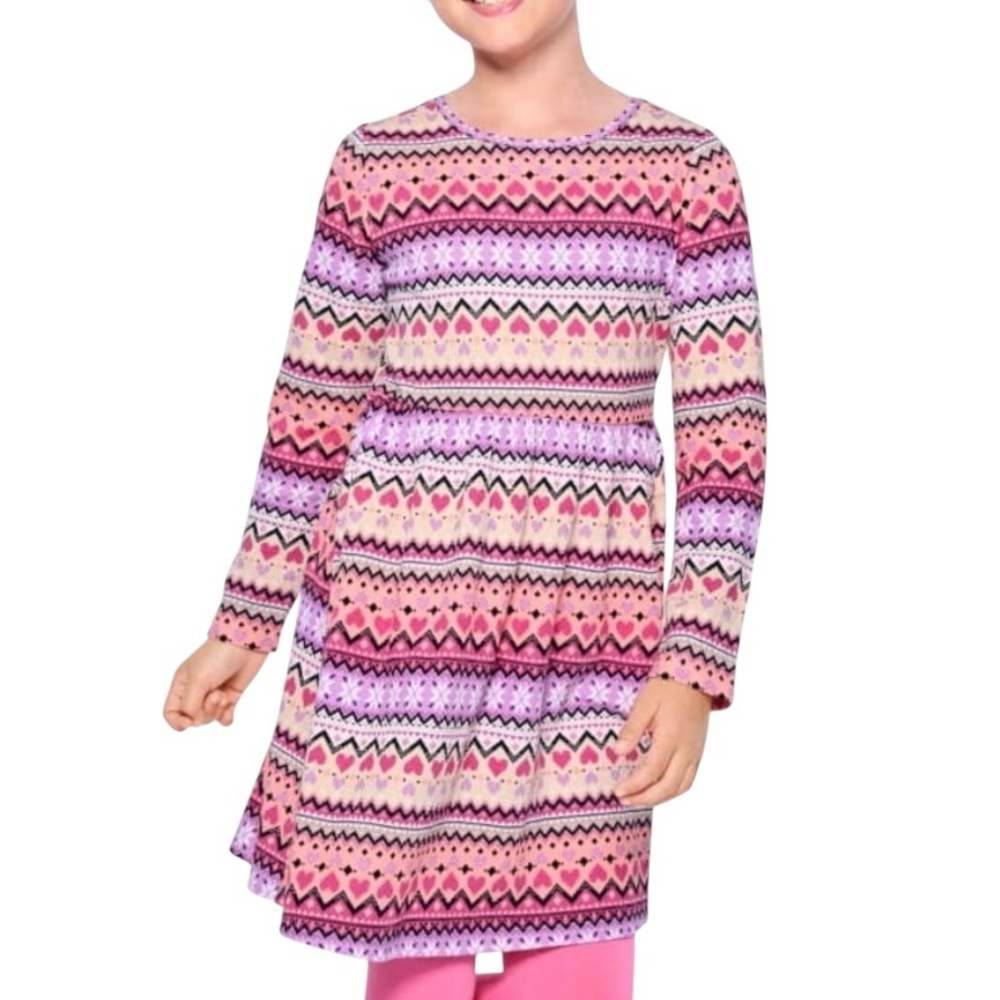 The Children's Place Girls Large (10-12) Printed Thermal Long Sleeve Dress - New